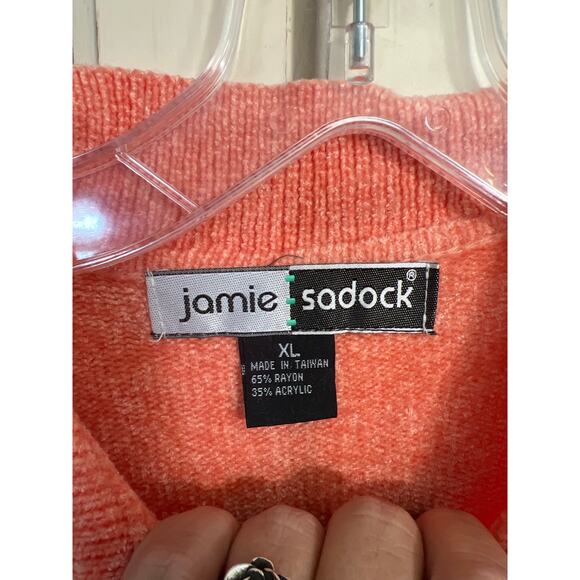 Jamie Sadock size XL light orange short sleeve golf sweater chenille - Picture 2 of 3